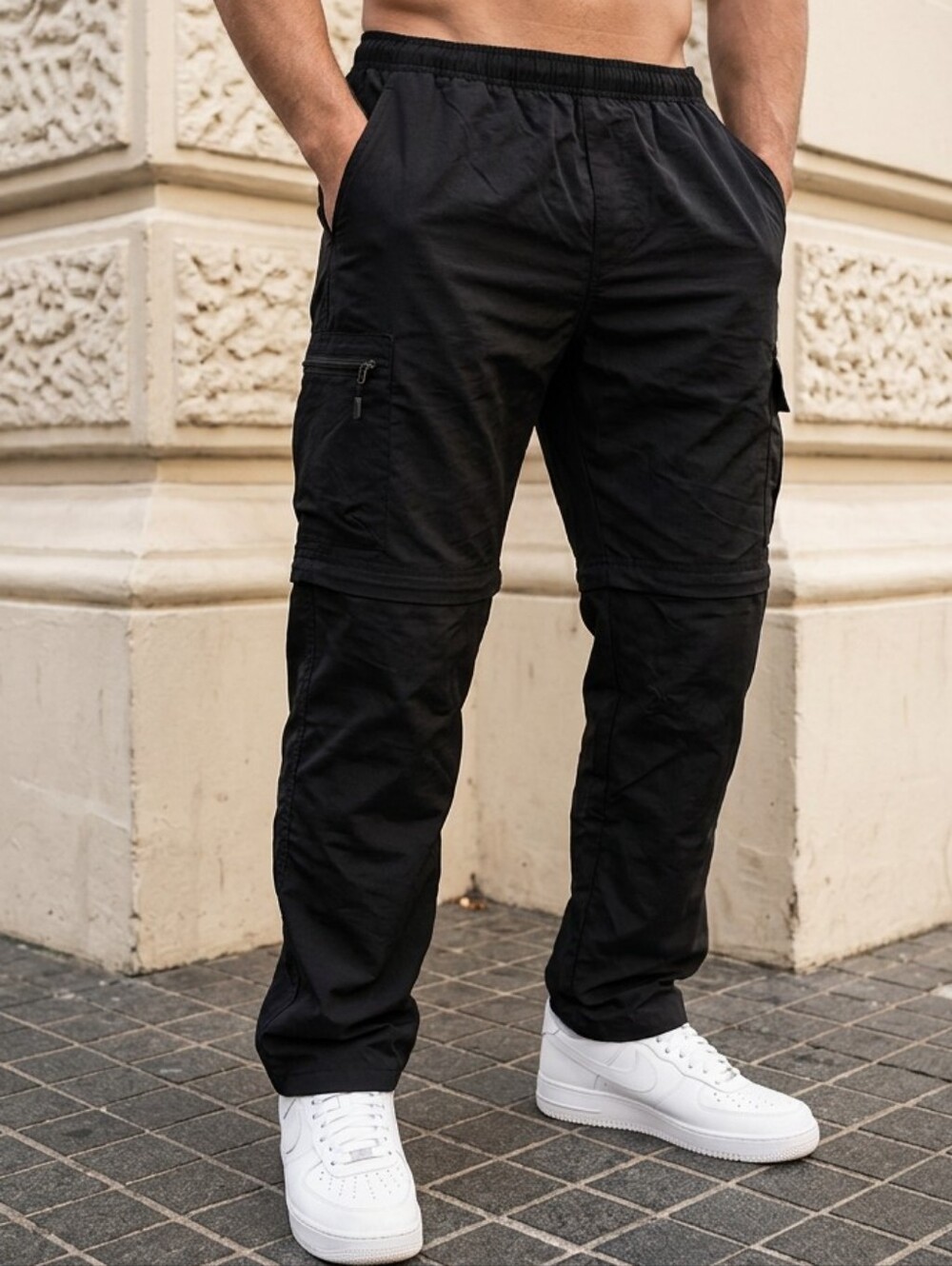 Athletic Works Men’s Convertible Cargo Hiking Pants Zip-Off Shorts Large Utility